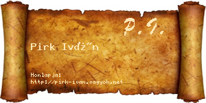 Pirk Iván névjegykártya